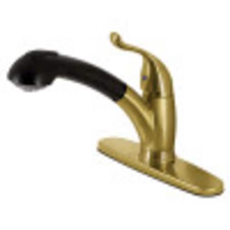 Kingston Brass KB5707YL Single-Handle Pull-Out Kitchen Faucet, Brushed Brass KB5707YL